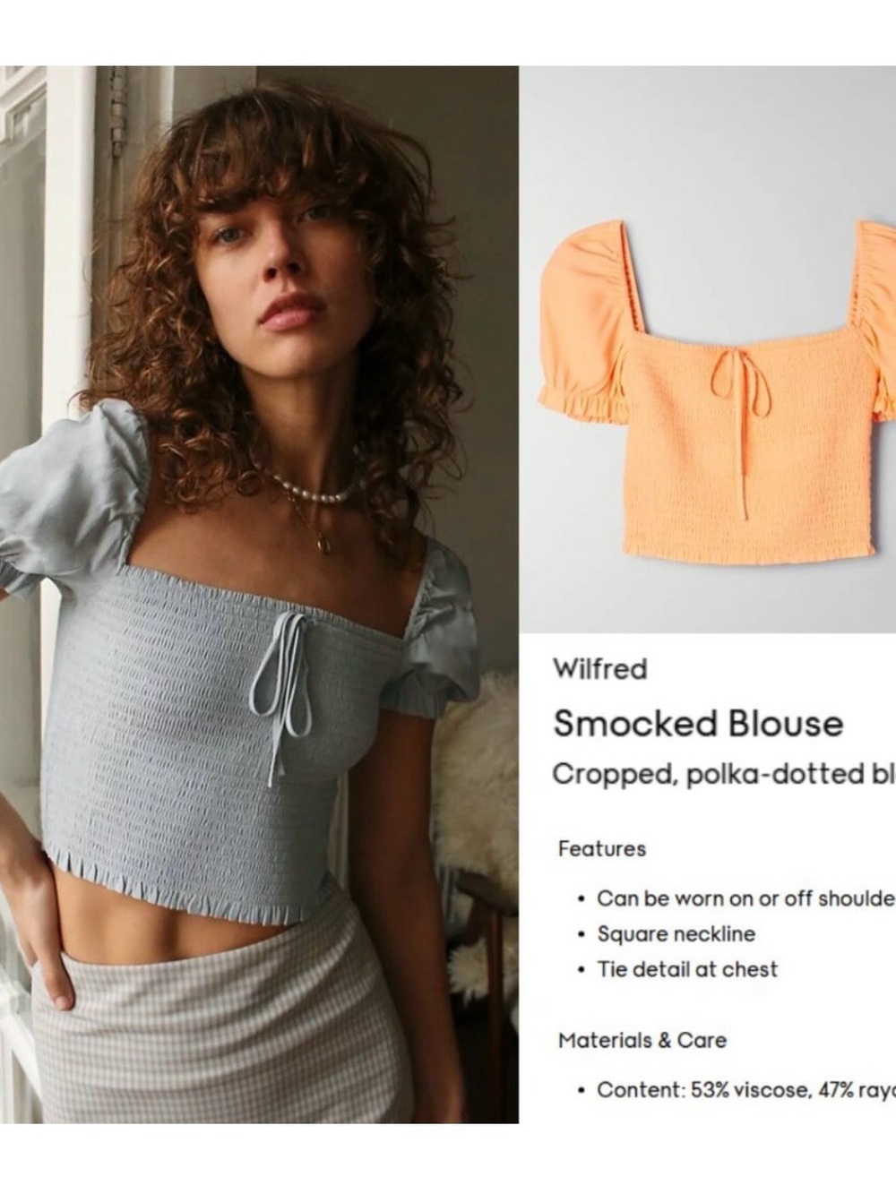 Wilfred Smocked Blouse - Cropped Square Neck Top